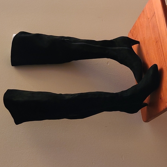 Black suede over the knee boots - Picture 2 of 7